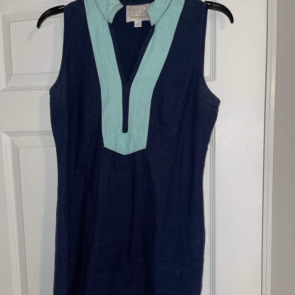 Designer inspired Navy and turquoise blue cotton dress!